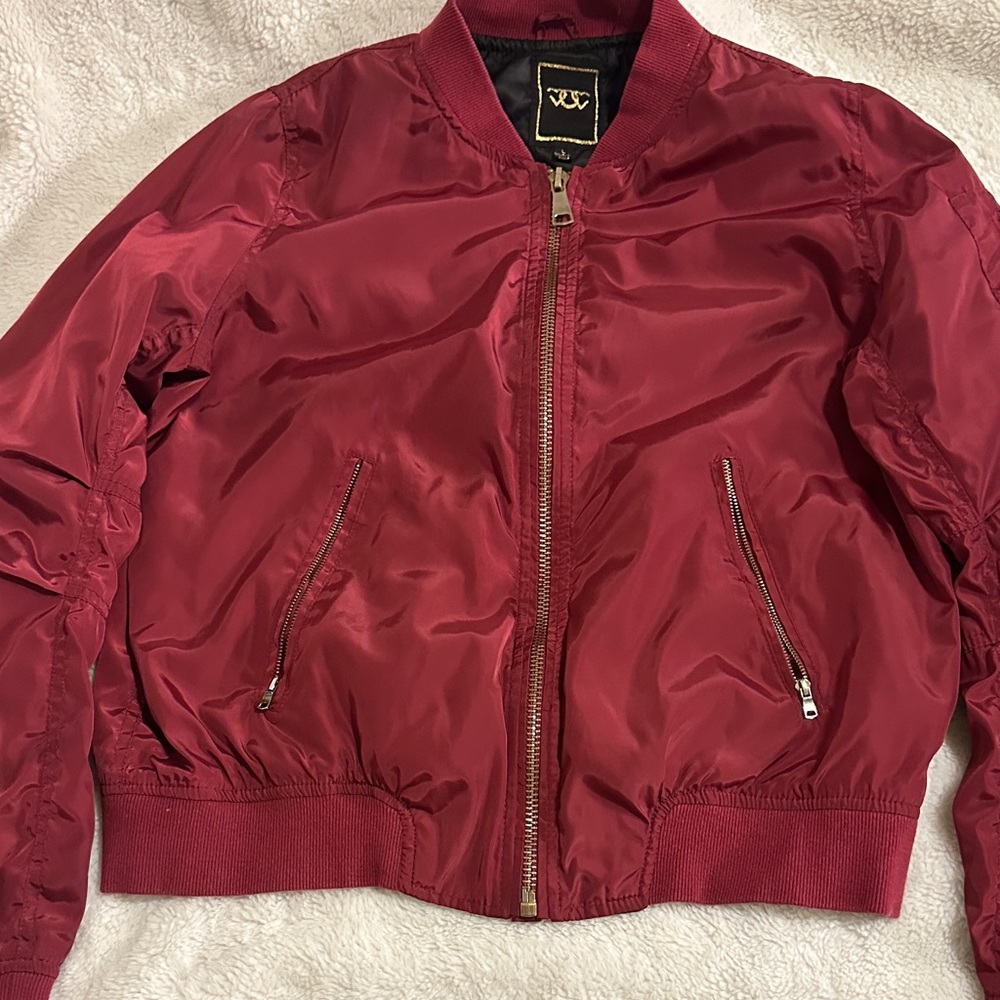 Women's Burgundy Bomber Jacket - Brand: (unspecified)